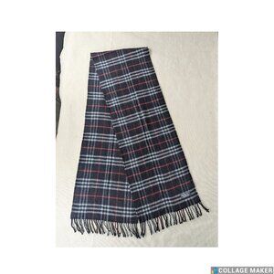 BURBERRY London Classic Nova Check Knit 100% Lambs Wool Fringe Black SCARF